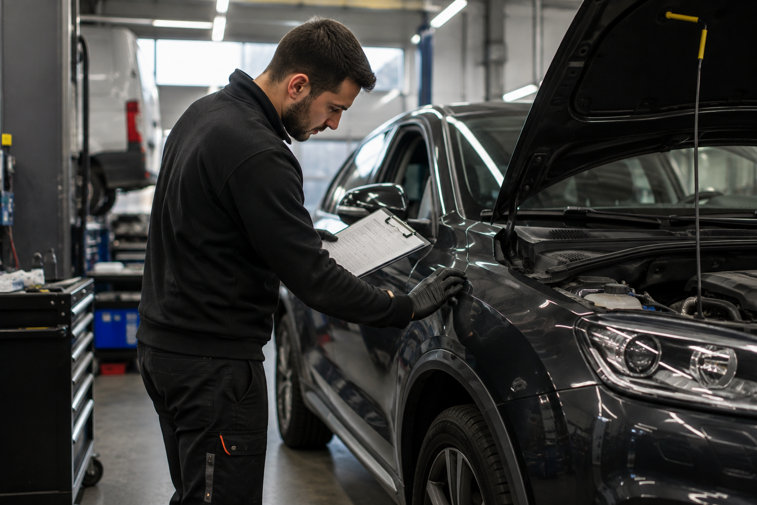 Intervention professionnelle sur une carrosserie automobile